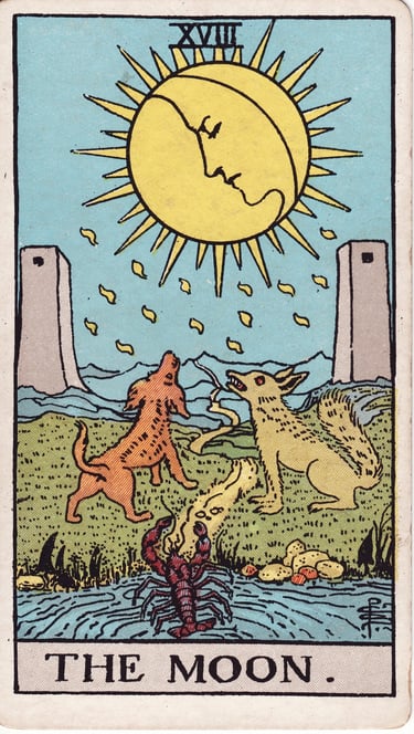 The Moon tarot card meaning – illusion, intuition, and emotional depth.