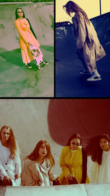 Look vidéo et photo rouge vert bleu split screen.