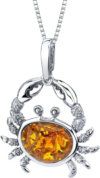 Genuine Baltic Amber Animal Pendant Necklace for Women in Sterling Silver