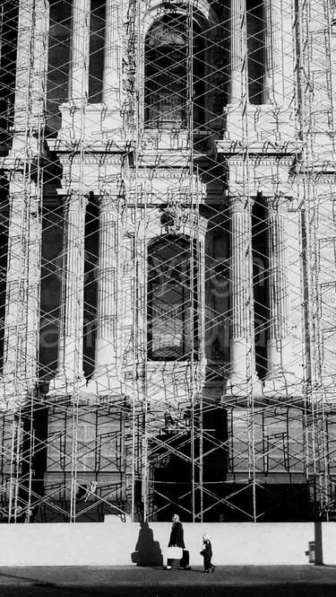 Walkers by City Hall in Philadelphia in the 1960s by James Drake