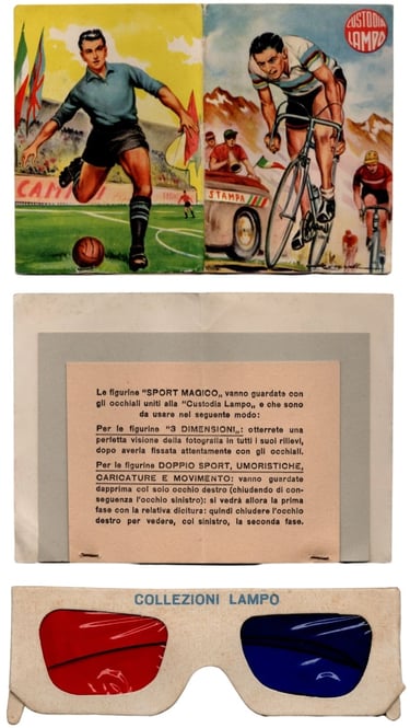 1953 Lampo Sport Magico 3-D Glasses and instruction booklet Italian Sports Cards rare