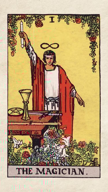 The Magician: Symbolizes willpower, manifestation, and taking action.