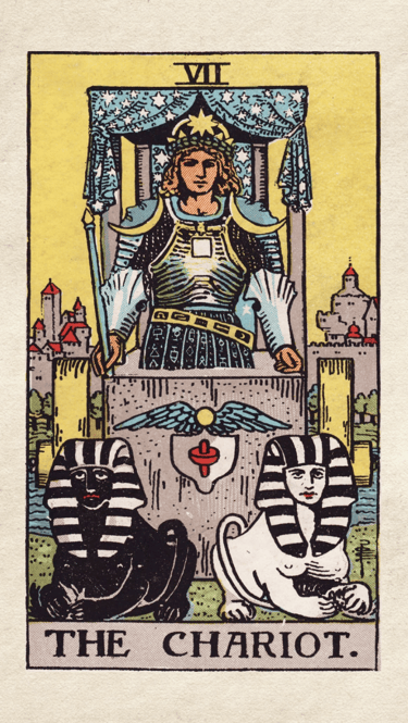 The Chariot: Represents willpower, control, and overcoming obstacles.