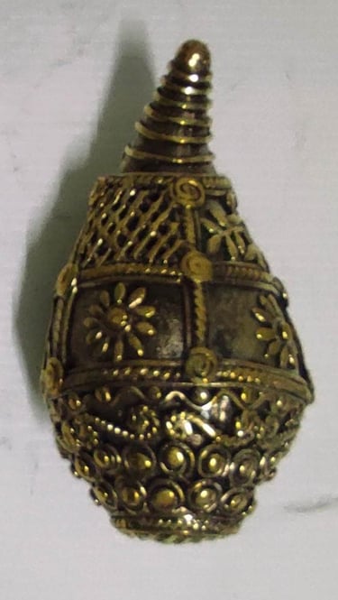 "Handcrafted brass designer shankh–Indian conch shell for home decor and rituals-Fit for export"