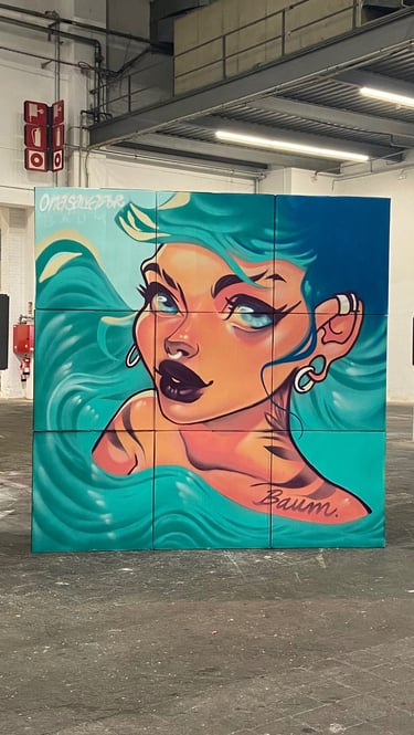 Live painting de Ona Salvador en colaboración con un festival.
