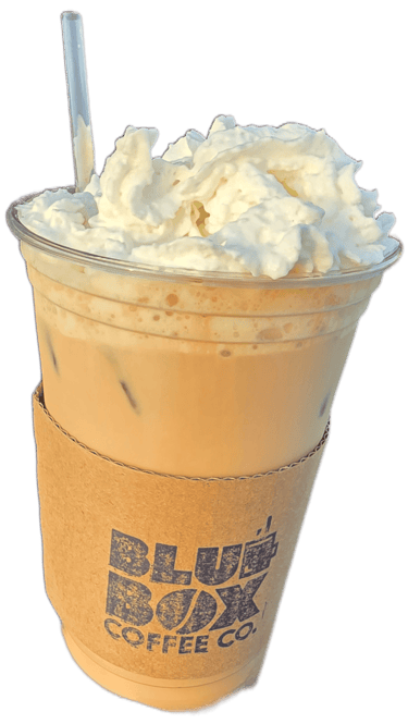 Iced latte made with coffee ice cubes for bold flavor at HeckYA drive-through Youngstown Ohio