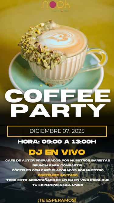 a coffee party with a cup of coffee and a cup of coffee