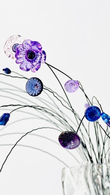 bouquet de fleurs colorées en verre de Murano
