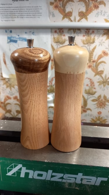 Poivrier et salière - hêtre, chêne, érable et albizia