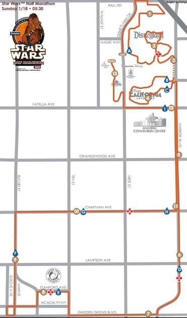 2015 runDisney Star Wars Half Marathon Course Map