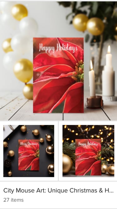 high poly art on Christmas card