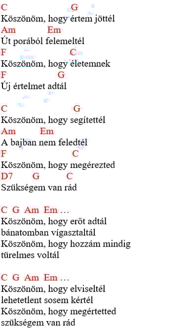 Akkordok és zeneszöveg: Koncz Zsuzsa 1