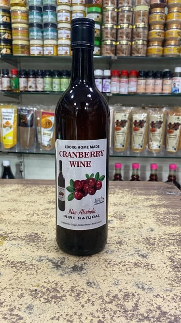 Premium Strawberry Fruit Wine - Locally fermented homemade wine from the hills of Coorg, available