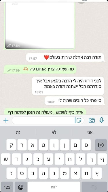 שיחת ווטסאפ המדגישה את שביעות רצון הלקוחות 3