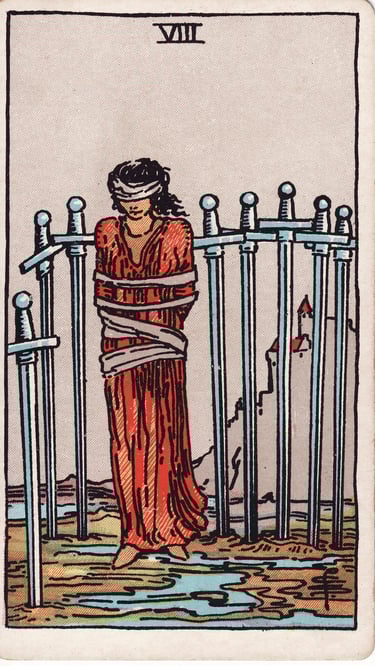 Eight of Swords Tarot Card Meaning Reading Description – Explore the meaning of the Eight of Swords