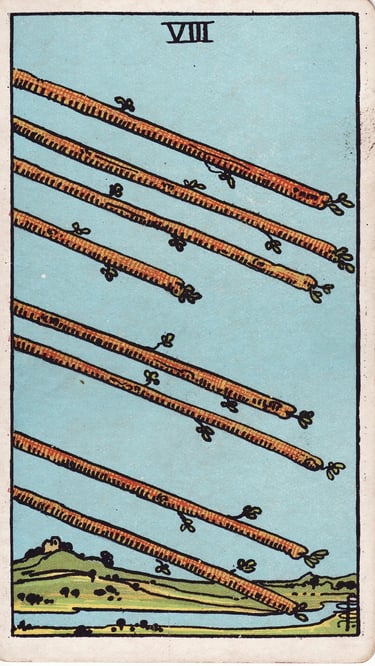Eight of Wands Tarot Card Meaning Reading Description – Discover the meaning of the Eight of Wands