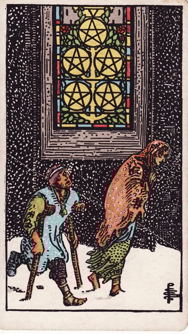 Five of Pentacles Tarot Card Meaning Reading Description
