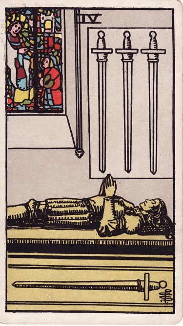 Four of Swords Tarot Card Meaning Reading Description – Explore the meaning of the Four of Swords ta