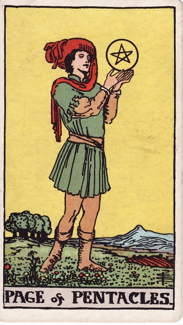 Page of Pentacles Tarot Card Meaning Reading Description