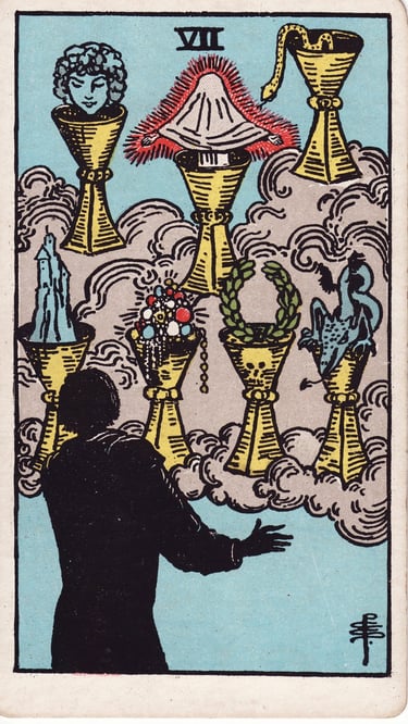 Seven of Cups Tarot Card Meaning Reading Description – Explore the meaning of the Seven of Cups