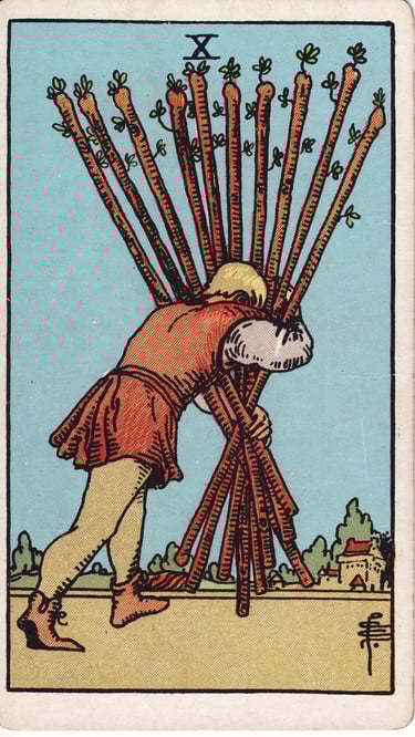 Ten of Wands Tarot Card Meaning Reading Description – Explore the meaning of the Ten of Wands tarot