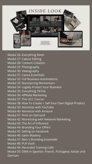 Burnout Business Course – Inside Look with 25 additional modules on social media, affiliate marketing, print on demand, brand