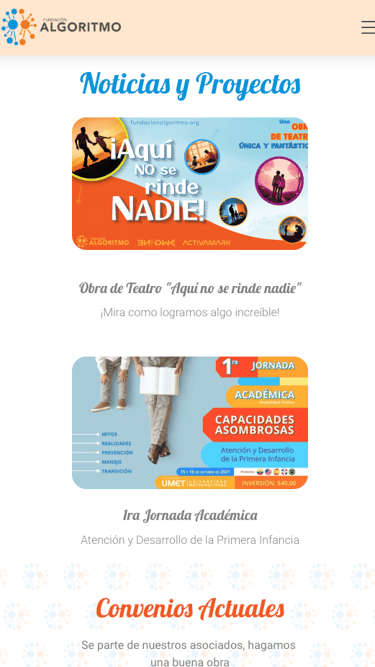 screen shot de website www.fundacionalgoritmo.org
