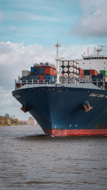 large ship containing many products