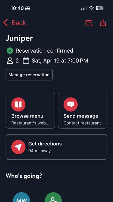 opent table reservation for two 