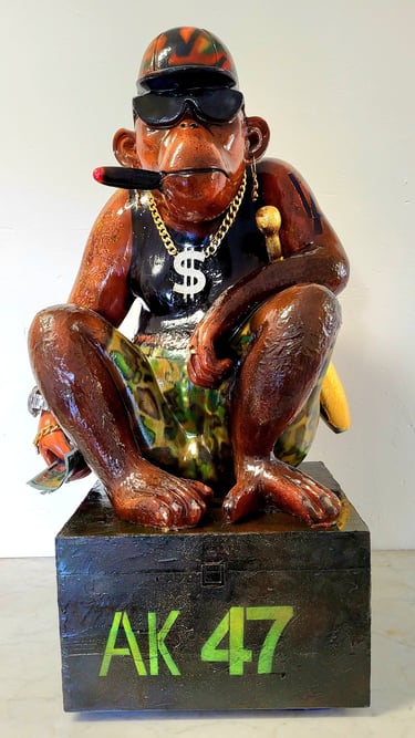 le singe AK47 money pop art  
