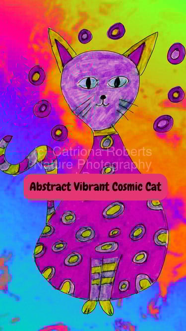 a cat with a colorful background and a colorful background