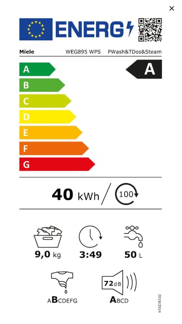 Energielevel von der Miele WEG 895 WPS