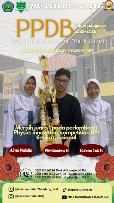 SMA Pasundan 7 Bandung menjadi Juara 1 Physics Innovators Competition UPI Tingkat Nasional