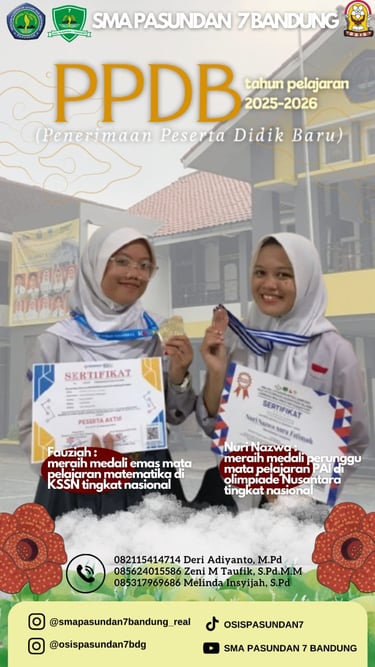 Siswi SMA Pasundan 7 Bandung menjadi peraih medali emas pelajaran Matematika di KSSN Nasional.