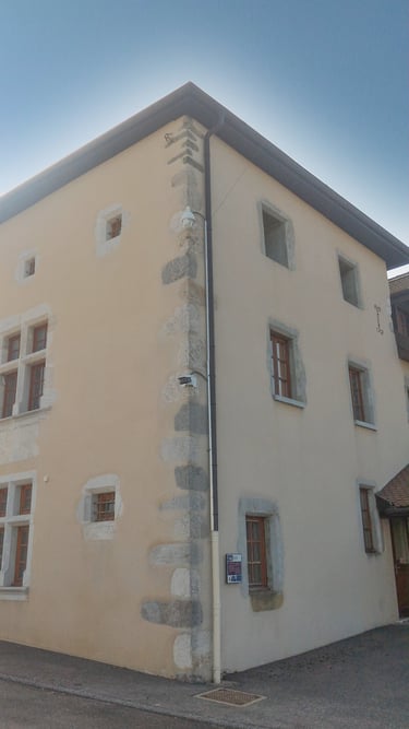 Phonie-Sat posant une caméra de surveillance à Annecy pour une copropriété