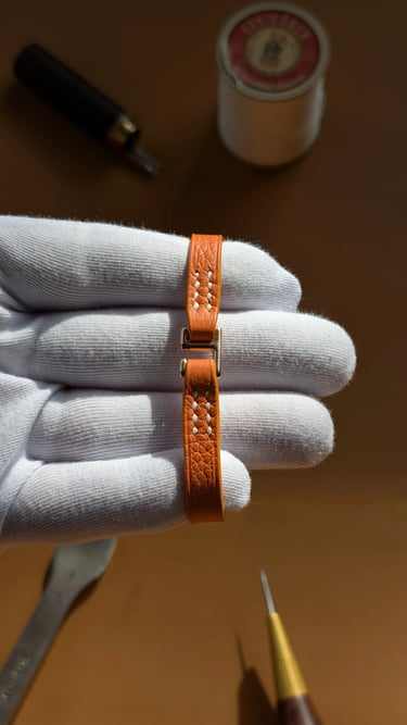 bracelet cuir cousu à la main