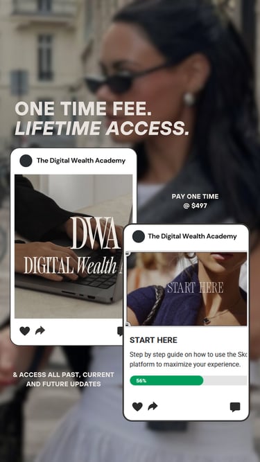 Burnout Business Course – one-time fee for lifetime access to the Digital Wealth Academy with updates & step-by-step online b