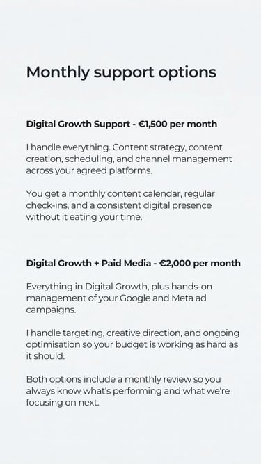 Monthly support options