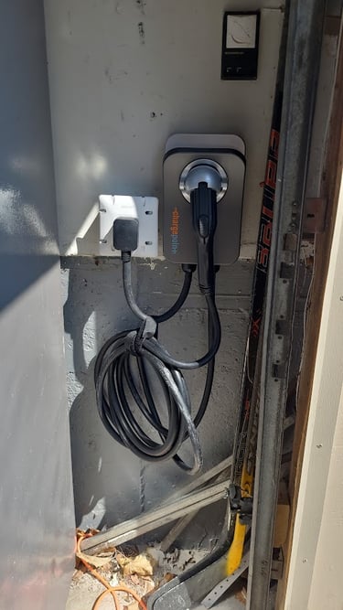 ChargePoint Home Flex level 2 EV charger installed in a residential garage.