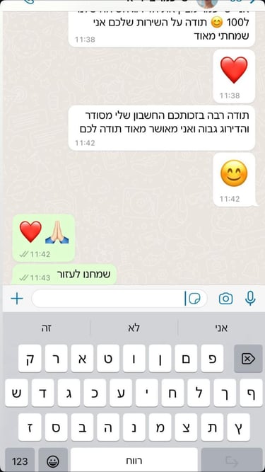 שיחת ווטסאפ המדגישה את שביעות רצון הלקוחות 7