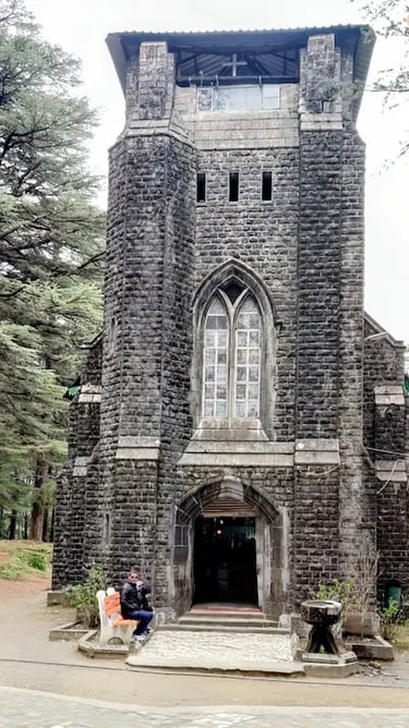 St. John in the Wilderness Church surrounded by deodar trees near McLeod Ganj, Himachal Pradesh.