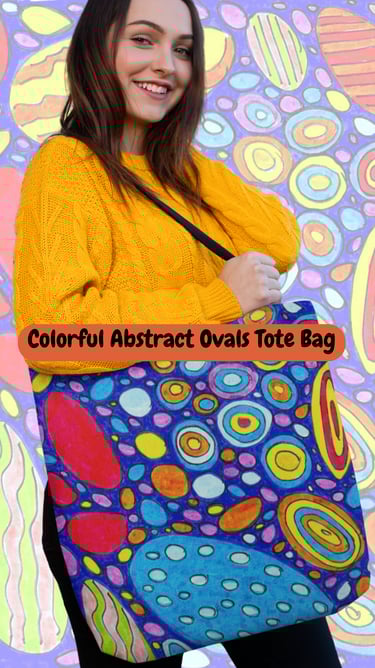 Woman holding a patterned Tote Bag 