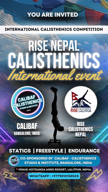 calisthenics competition in Nepal with Calibaf calisthenics studio and institute, Bangalore, India