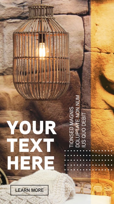 080x1080 template featuring a unique wooden lamp shade hanging elegantly from the ceiling.