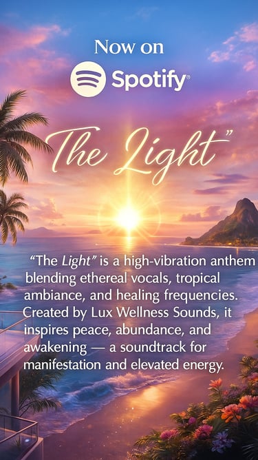 a sunset with a quote from Lux Wellness Academy