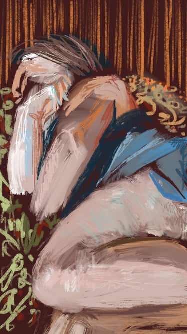 Lou asleep in the carriage - digital postcard