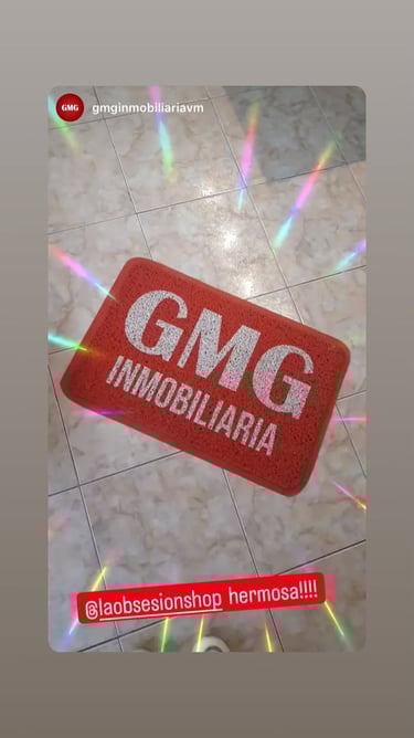 Felpudo personalizado con logo inmobiliaria gmg