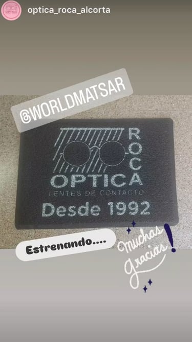 Felpudo personalizado con logo optica roca