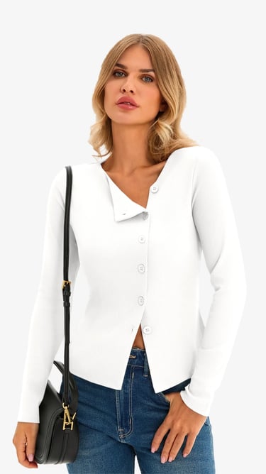 Women's White Long Sleeve Top