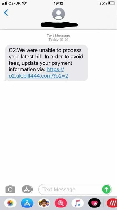 SMS Fraud attempt example